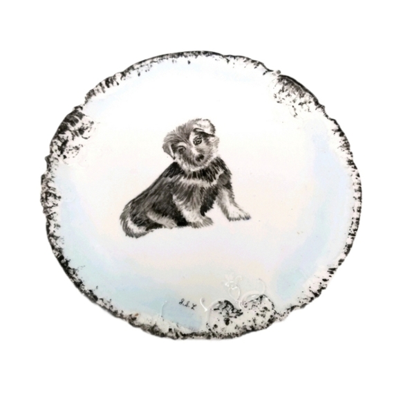Porcelain? 8Inch Plate Signed Dog Sketch Portrait - Picture 2 of 16